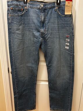 Levi's Men’s Straight Regular Fit Stretch Denim Jeans Blue Medium Wash 42”x30”
